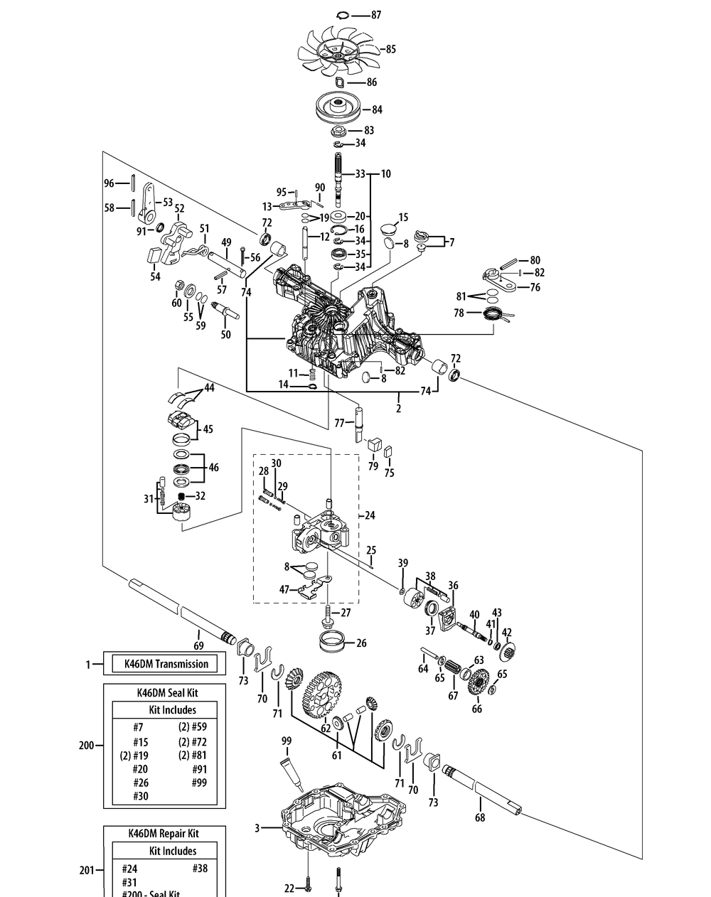 Hydrostatic Transmission (Tuff-Torq 618-06972) Diagram and Parts List for XT2-LX42KH (13APA1CS010-13WPA1CS010)(2015) Cub Cadet Lawn Tractor